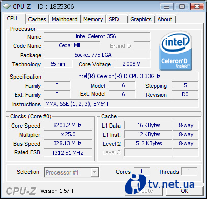   Intel Celeron 356   8,2    