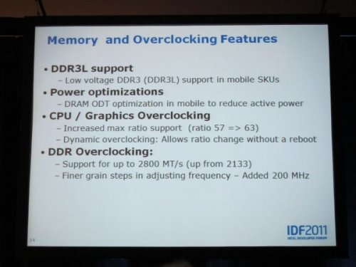 IDF 2011: Ivy Bridge    63   DDR3-2800