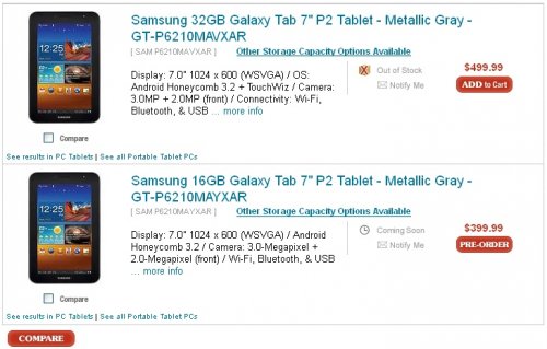 Samsung Galaxy Tab 7.0 Plus       $400