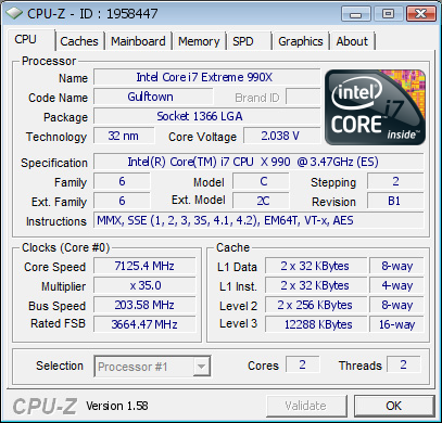 Gulftown  : Core i7-990X EE@7125 