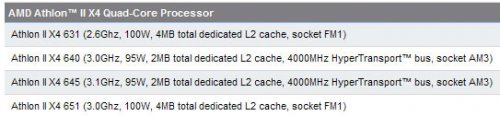    Socket FM1: AMD  Athlon II X4 651
