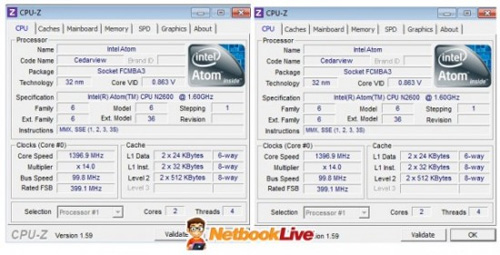   Intel Atom N2600  Atom N570  AMD C-50