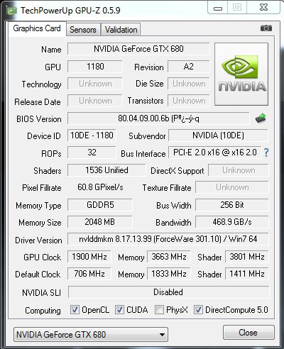 EVGA GeForce GTX 680   1900   