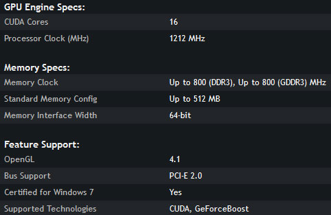 GPU GT218   : GeForce 405M