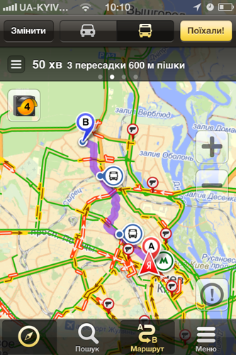 В «Яндекс.Картах» для iPhone появились маршруты общественного транспорта