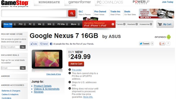 Google Nexus 7      GameStop
