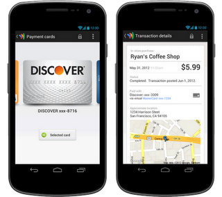 Google Wallet     Visa, MasterCard, American Express  Discover