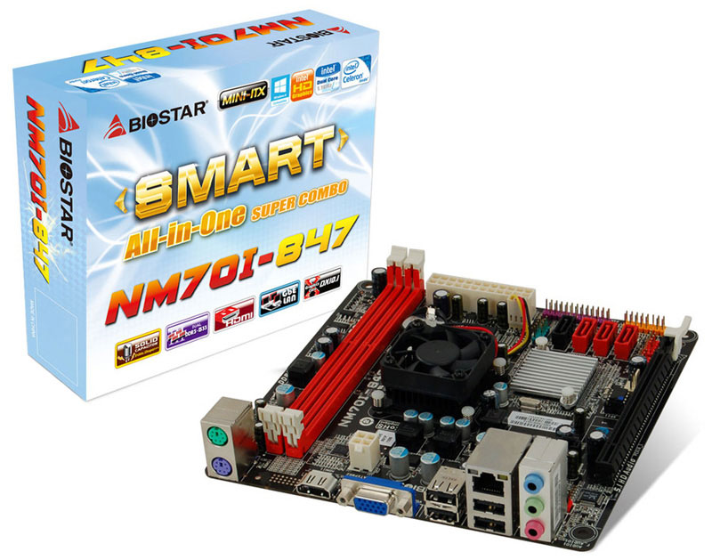 Mini-ITX  Biostar NM70I-847    Intel