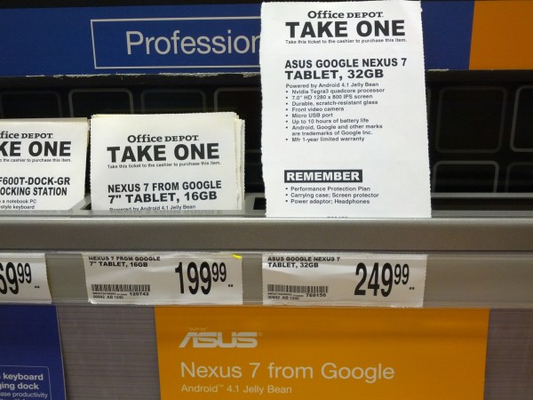  Nexus 7  32     Office Depot   $250