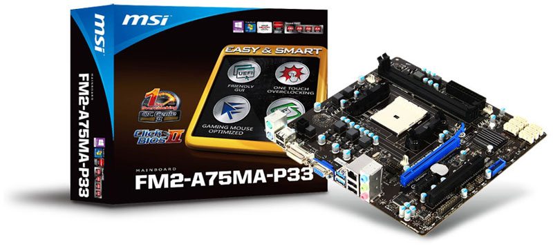 Плата MSI FM2-A75MA-P33 на AMD A75 для APU под Socket FM2