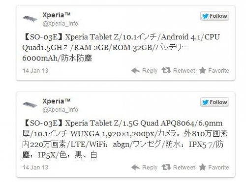    10  Sony Xperia Tablet Z  6,9- 