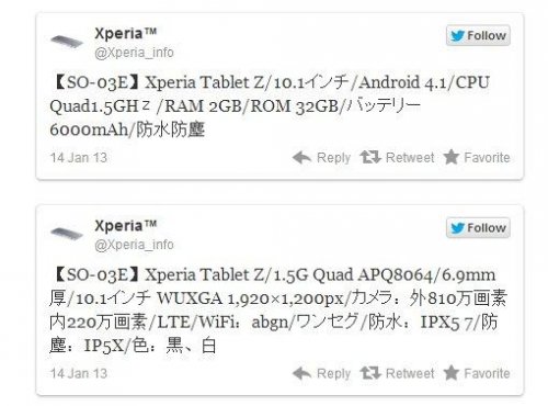    10  Sony Xperia Tablet Z  6,9- 