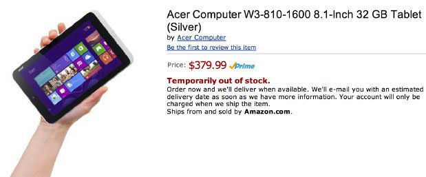 8-  Acer Iconia W3  Windows 8   Amazon