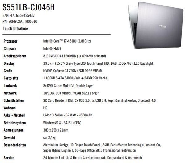  ASUS VivoBook V551  Intel Haswell