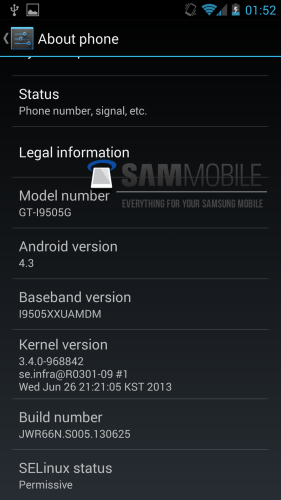   Android 4.3  Samsung Galaxy S4