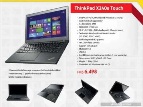 Lenovo    ThinkPad X240S  Intel Haswell