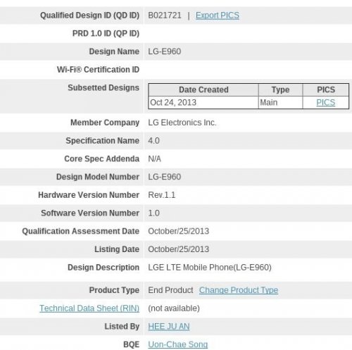 Nexus 4 LTE   Bluetooth SIG