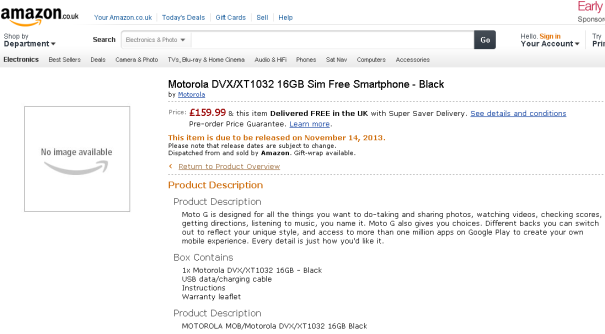 Moto G   Amazon UK    &#163;160