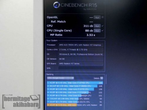    APU 10-7850 Kaveri   Cinebench R15