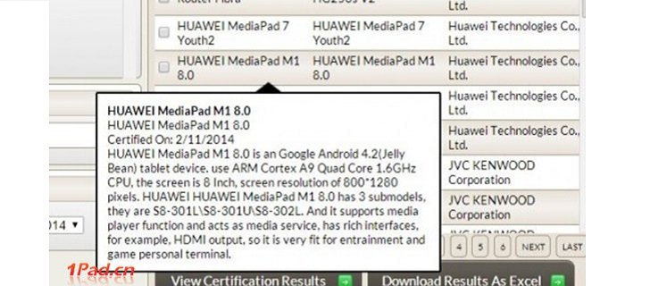 Huawei   MediaPad M1 8.0  MWC 2014